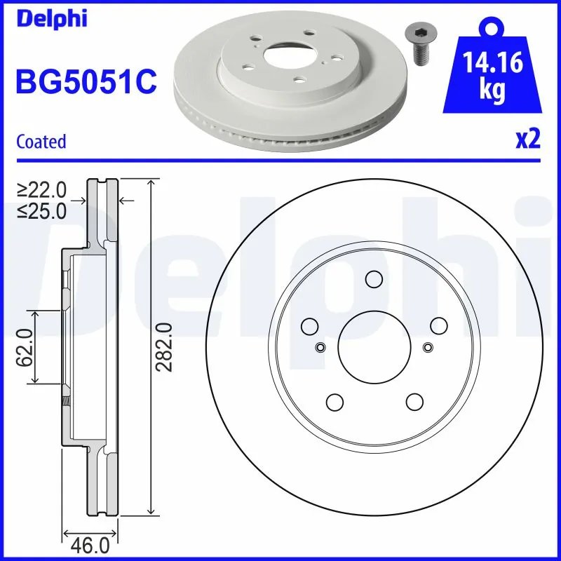 DISC FRANA DELPHI BG5051C - Compatibil cu SUZUKI, TOYOTA