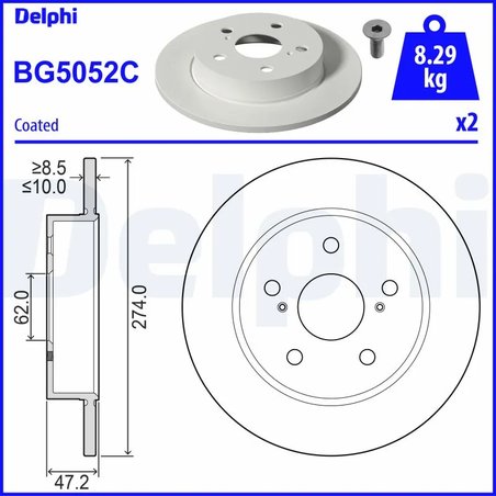 DISC FRANA DELPHI BG5052C - Compatibil cu SUZUKI, TOYOTA