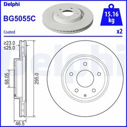 DISC FRANA DELPHI BG5055C - Compatibil cu MAZDA