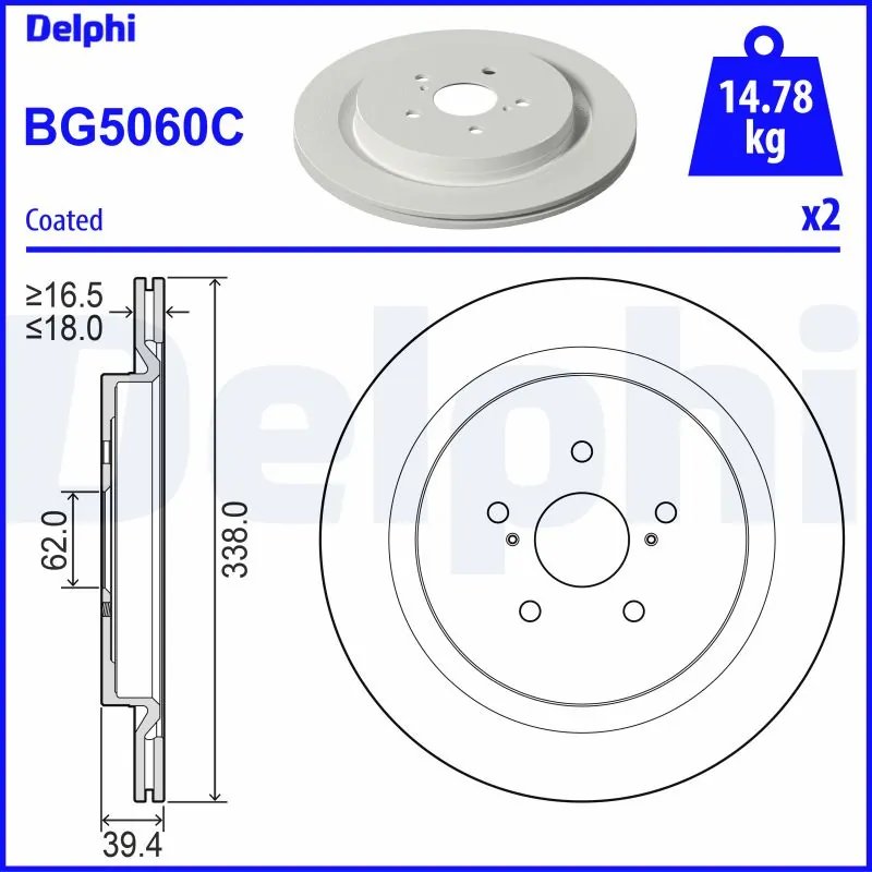 DISC FRANA DELPHI BG5060C - Compatibil cu LEXUS