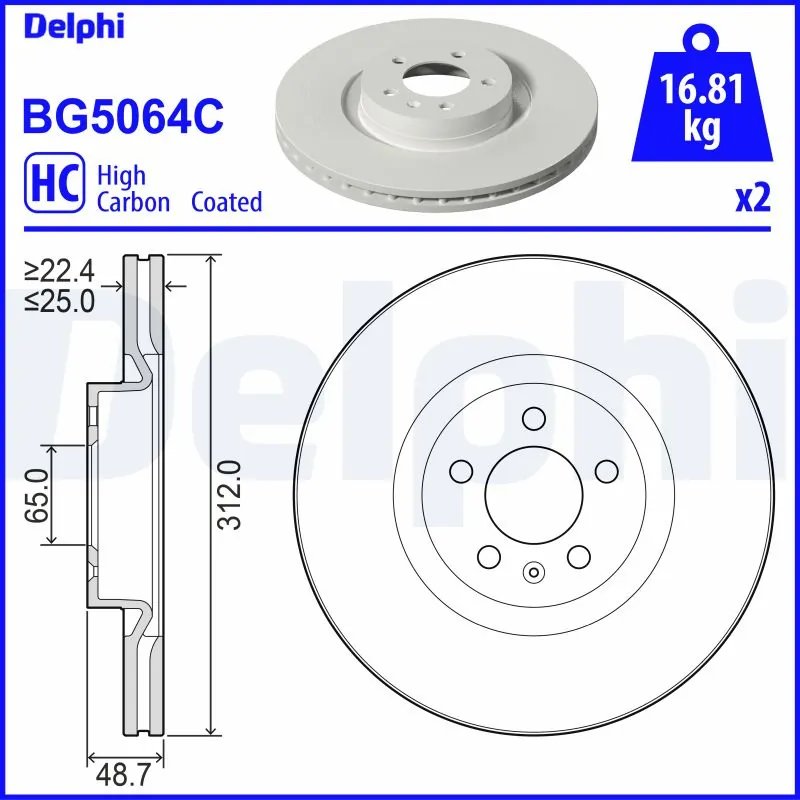 DISC FRANA DELPHI BG5064C - Compatibil cu VW