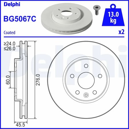 DISC FRANA DELPHI BG5067C - Compatibil cu CHEVROLET, OPEL, VAUXHALL