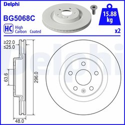 DISC FRANA DELPHI BG5068C - Compatibil cu VOLVO, VOLVO ASIA