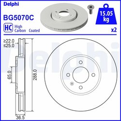 DISC FRANA DELPHI BG5070C - Compatibil cu VW