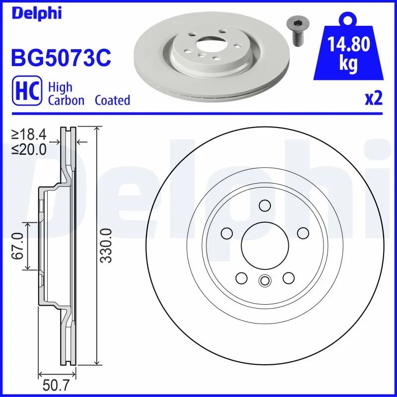 DISC FRANA DELPHI BG5073C - Compatibil cu BMW, MINI