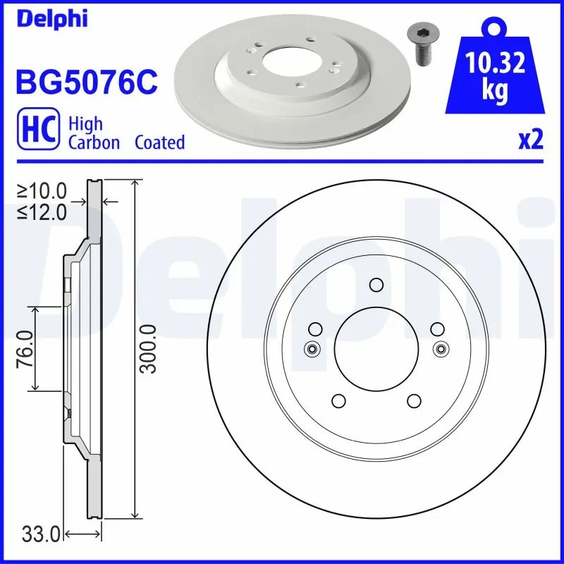 DISC FRANA DELPHI BG5076C - Compatibil cu HYUNDAI
