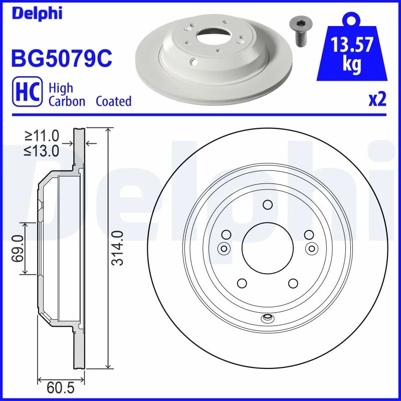 DISC FRANA DELPHI BG5079C - Compatibil cu KIA