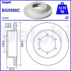DISC FRANA DELPHI BG5088C - Compatibil cu NISSAN