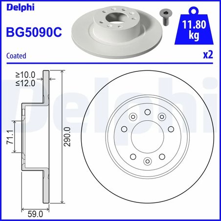 DISC FRANA DELPHI BG5090C - Compatibil cu PEUGEOT