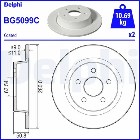 DISC FRANA DELPHI BG5099C - Compatibil cu FORD