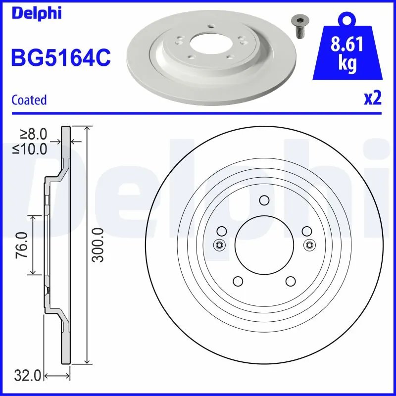 DISC FRANA DELPHI BG5164C - Compatibil cu HYUNDAI, KIA