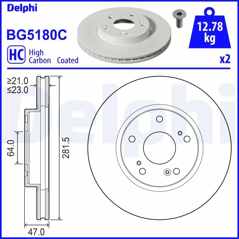 DISC FRANA DELPHI BG5180C - Compatibil cu HONDA