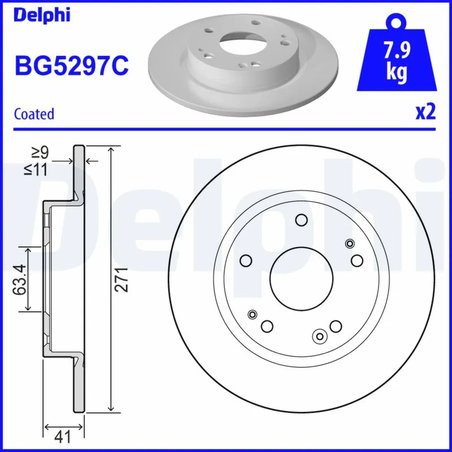 DISC FRANA DELPHI BG5297C - Compatibil cu FORD