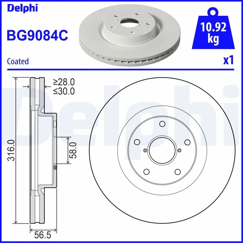 DISC FRANA DELPHI BG9084C - Compatibil cu SUBARU