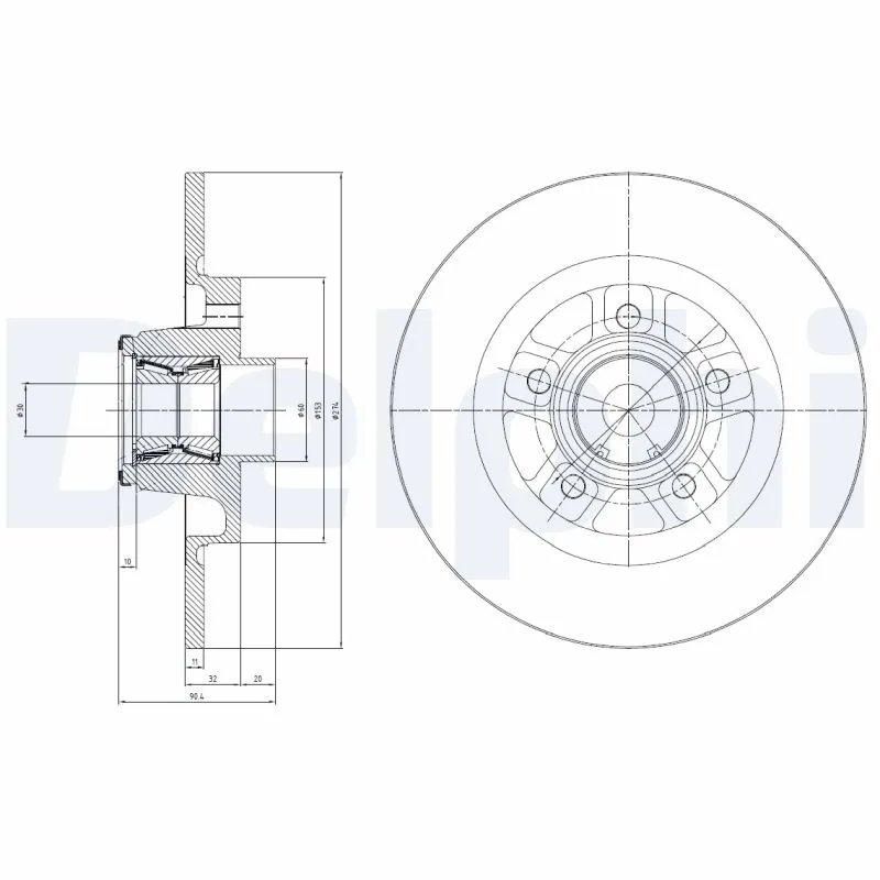 DISC FRANA DELPHI BG9113RSC - Compatibil cu MERCEDES-BENZ, NISSAN, RENAULT