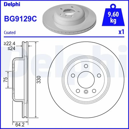 DISC FRANA DELPHI BG9129C - Compatibil cu BMW