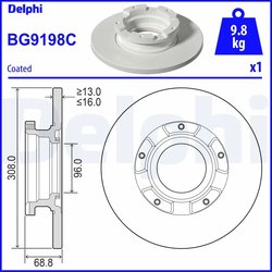 DISC FRANA DELPHI BG9198C - Compatibil cu FORD