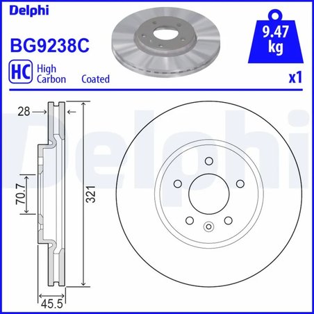 DISC FRANA DELPHI BG9238C - Compatibil cu OPEL, VAUXHALL