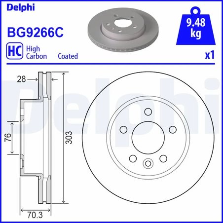 DISC FRANA DELPHI BG9266C - Compatibil cu MAN, VW