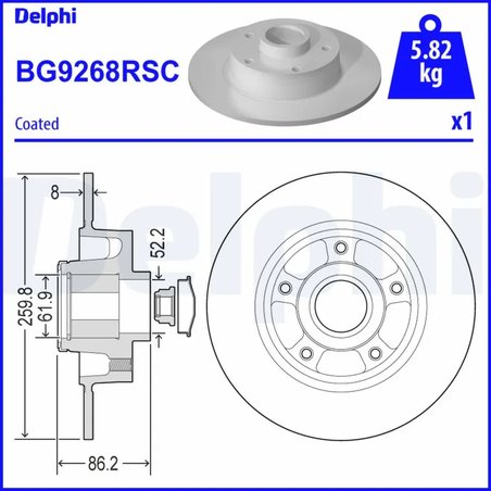 DISC FRANA DELPHI BG9268RSC - Compatibil cu RENAULT
