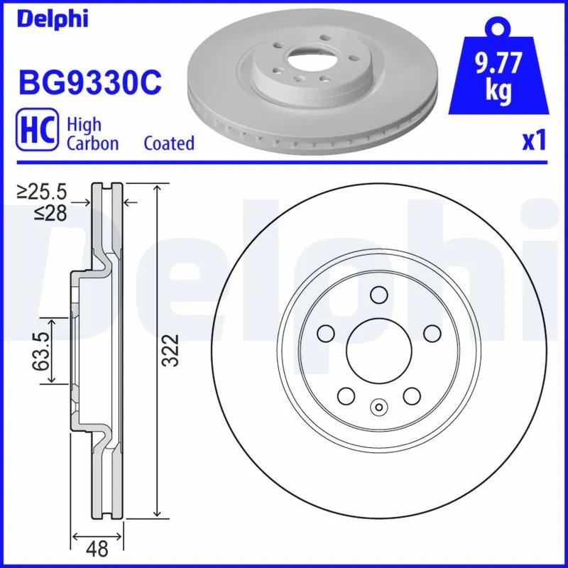 DISC FRANA DELPHI BG9330C - Compatibil cu VOLVO