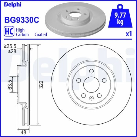 DISC FRANA DELPHI BG9330C - Compatibil cu VOLVO