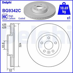 DISC FRANA DELPHI BG9342C - Compatibil cu VOLVO
