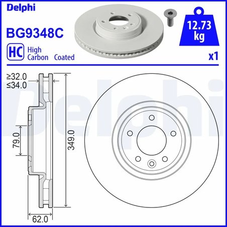 DISC FRANA DELPHI BG9348C - Compatibil cu LAND ROVER