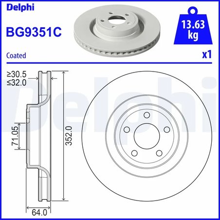 DISC FRANA DELPHI BG9351C - Compatibil cu FORD USA