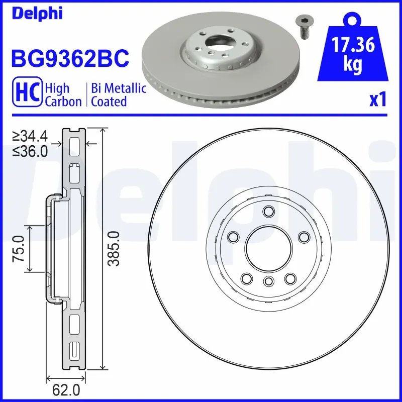 DISC FRANA DELPHI BG9362BC - Compatibil cu BMW