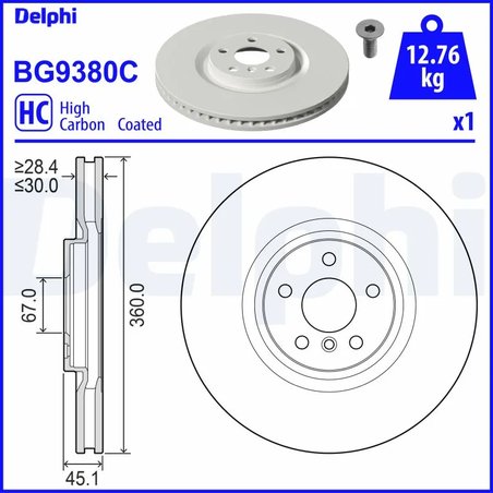 DISC FRANA DELPHI BG9380C - Compatibil cu BMW, MINI