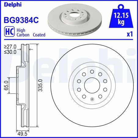 DISC FRANA DELPHI BG9384C - Compatibil cu VW