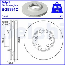 DISC FRANA DELPHI BG9391C - Compatibil cu FORD
