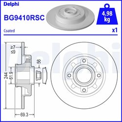 DISC FRANA DELPHI BG9410RSC - Compatibil cu CITROEN, OPEL, PEUGEOT, VAUXHALL