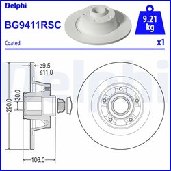 DISC FRANA DELPHI BG9411RSC - Compatibil cu RENAULT