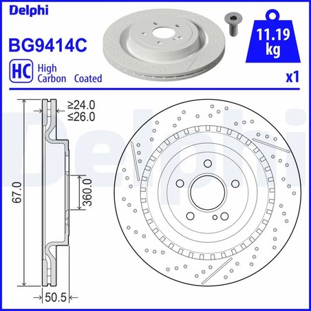 DISC FRANA DELPHI BG9414C - Compatibil cu MERCEDES-BENZ