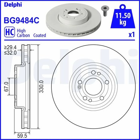 DISC FRANA DELPHI BG9484C - Compatibil cu MERCEDES-BENZ