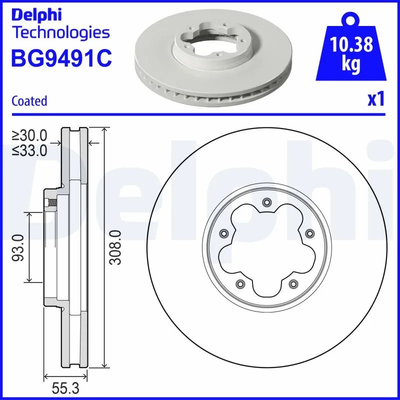 DISC FRANA DELPHI BG9491C - Compatibil cu FORD