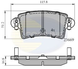 SET PLACUTE FRANA COMLINE CBP01036 - Compatibil cu NISSAN, OPEL, RENAULT, VAUXHALL