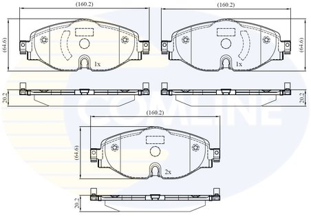 SET PLACUTE FRANA COMLINE CBP02158 - Compatibil cu AUDI, SKODA, VW