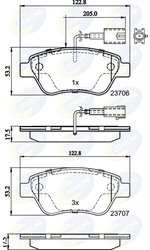 SET PLACUTE FRANA COMLINE CBP11037 - Compatibil cu ABARTH, ALFA ROMEO, CITROEN, FIAT, LANCIA, PEUGEOT
