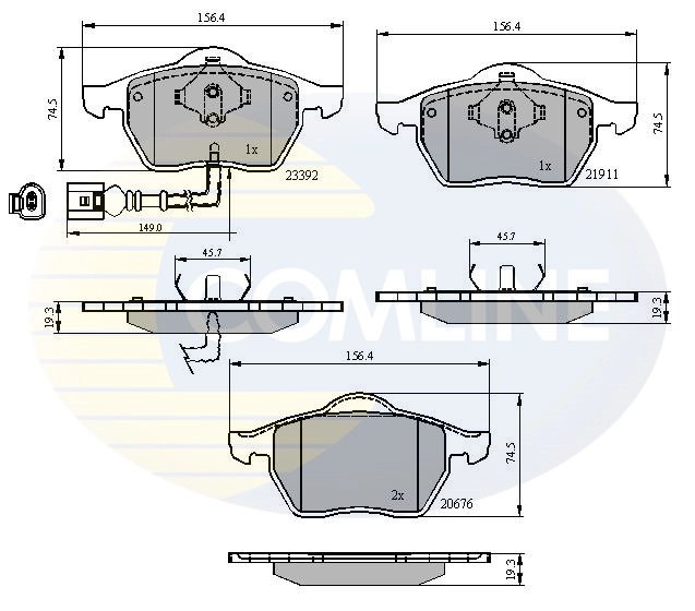SET PLACUTE FRANA COMLINE CBP11111 - Compatibil cu AUDI, SEAT, SKODA, VW