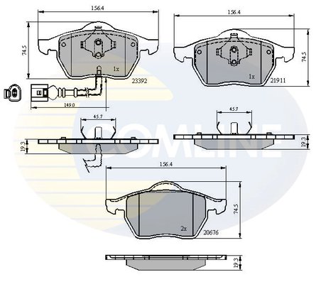 SET PLACUTE FRANA COMLINE CBP11111 - Compatibil cu AUDI, SEAT, SKODA, VW