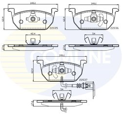 SET PLACUTE FRANA COMLINE CBP12224 - Compatibil cu AUDI, SEAT, SKODA, VW