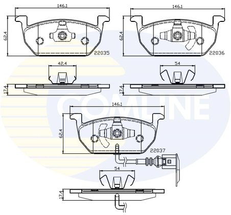 SET PLACUTE FRANA COMLINE CBP12224 - Compatibil cu AUDI, SEAT, SKODA, VW