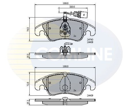 SET PLACUTE FRANA COMLINE CBP21789 - Compatibil cu AUDI