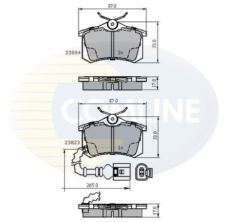 SET PLACUTE FRANA COMLINE CBP2797 - Compatibil cu AUDI, SEAT, SKODA, VW