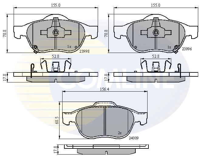 SET PLACUTE FRANA COMLINE CBP31249 - Compatibil cu TOYOTA