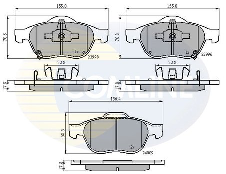 SET PLACUTE FRANA COMLINE CBP31249 - Compatibil cu TOYOTA