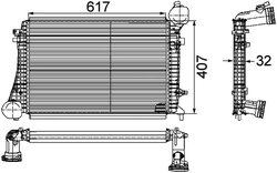 INTERCOOLER MAHLE CI 166 000P - Compatibil cu AUDI, SEAT, SKODA, VW